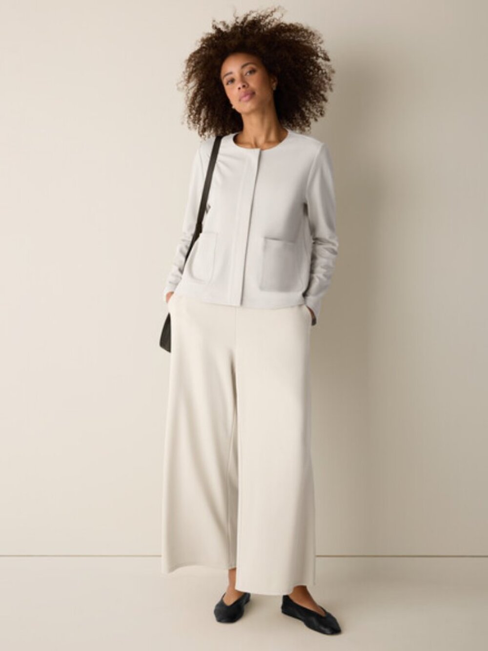 NWT Eileen Fisher High Waist Wide Leg Pants, Wheat, L